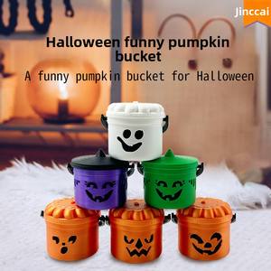 Seau à bonbons d'Halloween en plastique imprimé en 3D, figurine miniature de citrouille, jouet avec personnages de Frozen, mini-seau cadeau d'Halloween, le plus vendu - Product Image 5