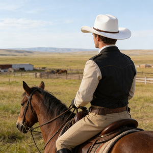 Chapeau de cowboy ZhenXi M56-58cm en feutre uni avec bande en cuir, style western - Product Image 4