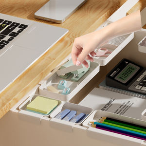 Bandejas de almacenamiento para organizar té, organizadores de cajones <span class=keywords><strong>poco</strong></span> profundos, bandeja adecuada para escritorio de oficina, cocina, juego organizador de cajones de plástico - Product Image 2