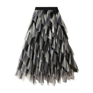 Nouvelle <span class=keywords><strong>jupe</strong></span> plissée en tulle <span class=keywords><strong>taille</strong></span> haute pour femme, style <span class=keywords><strong>tutu</strong></span>, avec ourlet large et coutures irrégulières, effet demi-pompadour - Product Image 4