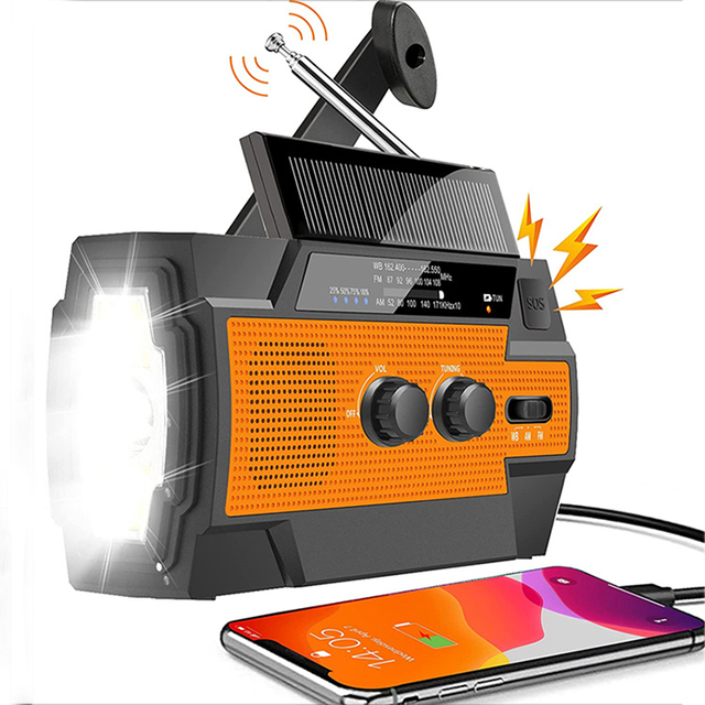 Wholesale Solar AM/FM Weather Radio with Flashlight Hand Crank 4000mAh Power Bank-All Hazard Shortwave Emergency Radio