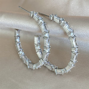 RAKOL EP5567 Hot Sale 18k Gold Plated Cc <b>Earrings</b> Green <b>Emerald</b> Diamond Cubic Zirconia <b>Hoop</b> <b>Earrings</b> for Women - Product Image 5