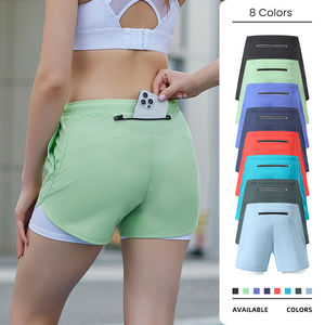 定制Logo女式二合一瑜伽裤户外马拉松跑步健身短裤防曝光运动短裤 - Product Image 3