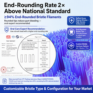 Têtes de rechange personnalisées pour brosses à dents compatibles <span class=keywords><strong>Oral</strong></span>-<span class=keywords><strong>B</strong></span>, poils moyens, 94 % des extrémités arrondies, indicateur de décoloration, usine OEM ODM - Product Image 6