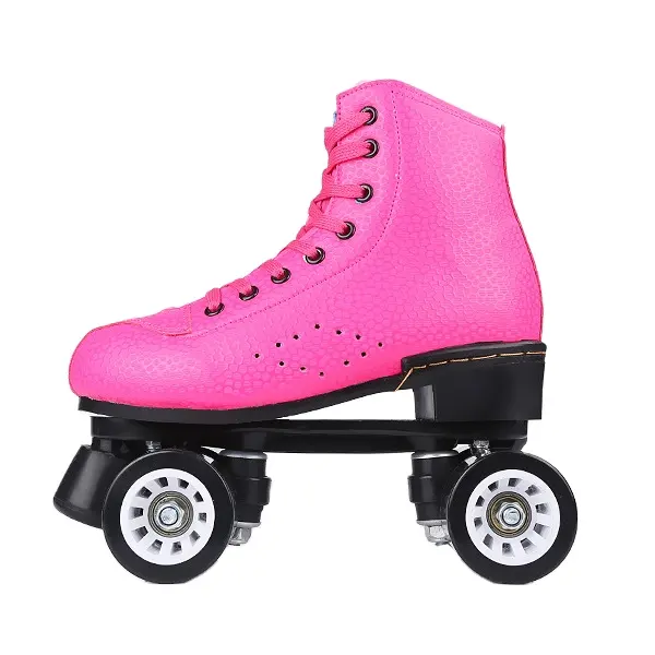 최고 등급 롤러 링크 임대 pu 휠 쿼드 롤러 스케이트 신발