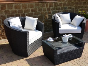 Half Round Shape Home Terrace Garden 2 Seater <strong>Tub</strong> <strong>Chair</strong> Furniture Poly <strong>Rattan</strong> Outdoor Sofa Set - Product Image 3