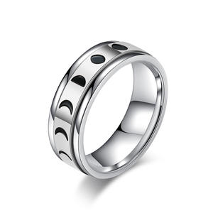 Anillo giratorio de acero inoxidable para aliviar la ansiedad, diseño de fase lunar, joyería unisex para aliviar el estrés, regalo, talla 8 - Product Image 5