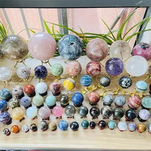 Groothandel Natuurlijke Healing Stones Citrien Clear Rose Quartz Crystal Ball Kristallen Bollen