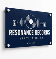 Enseigne murale personnalisée OEM en acrylique pour studio de musique, logo piano, fixation par décollement, impression UV, découpe laser, vente en gros