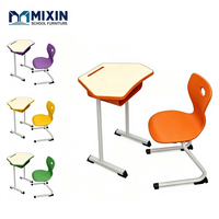 Meubles scolaires très demandés au Moyen-Orient, tables et chaises, ensemble de bureaux et de chaises pour salle de classe, bureau et chaise hexagonaux pour étudiants