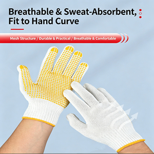 Durable <b>Textured</b> White Cotton Knitted Gloves, <b>Powder</b>-Free & Latex-Free, for Household & Work Safety - Product Image 4