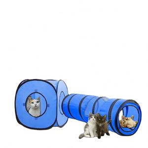 Tente pour chat BSCI avec tunnel imprimé tronc d'arbre, utilisable en intérieur et en extérieur, parc de jeu pop-up pour petits animaux, chatons - Product Image 3