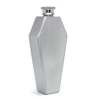 Petaca de metal plateado para alcohol, regalo genial para hombres, petaca de licor de acero inoxidable con forma de ataúd, novedad de Christ Church