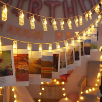Guirlande lumineuse LED à piles avec 20 clips photo transparents, idéale pour les fêtes, les festivals et la décoration murale