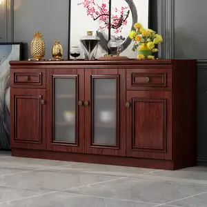 Neuer minimalisti scher Sideboard-Weins chrank im chinesischen Stil, integriert gegen die Wand