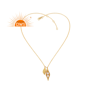 Indian 18k Gold Plated 925 Silver Necklace Seedpod Natural Pearl Gemstone Pendant Necklace Jewelry Wholesale - Product Image 1