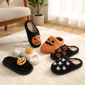 Pantuflas de Invierno <span class=keywords><strong>para</strong></span> Mujer y Hombre, Cálidas, Afelpadas, con Suela Antideslizante de TPR, Diseño de Calabaza, Calavera y Araña <span class=keywords><strong>para</strong></span> Halloween - Product Image 2