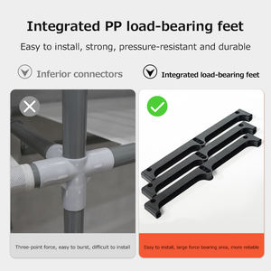 आधुनिक पोर्टेबल कपड़े अलमारी, लोहे और प्लास्टिक के डिचेबल कपड़े कैबिनेट में लटकाते हैं, बेडरूम के लिए एकीकृत लोड-असर पैर - Product Image 3