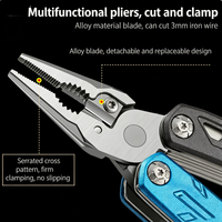 Outil multifonction pliable 18-en-1, marteau, poignée en aluminium anodisé bleu, clé, allume-feu, sifflet, outil de survie d'urgence pour le camping