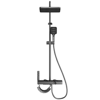 Vente en gros Ensemble de douche à effet pluie thermostatique tout cuivre Gunmetal à 4 fonctions LED numérique ronde pour hôtel