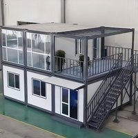 Maison modulaire en conteneur à deux étages, isolée, en panneaux sandwich, résistante au feu et au vent, pour hôtel, école, usage résidentiel