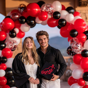 Kit de ballons en latex brillant rouge, noir et blanc, 60 pièces, 12 pouces, décorations de fête avec confettis pour anniversaire, remise de diplôme, <span class=keywords><strong>Stranger</strong></span> <span class=keywords><strong>Things</strong></span> - Product Image 4