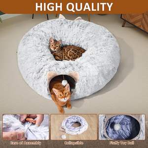 Opvouwbare Kat Donut <span class=keywords><strong>Tunnel</strong></span> Met Slaapmat Onder Kerstboom Zachte Pluche Kiekeboe Kat Grot Speeltuin Speelgoed - Product Image 6