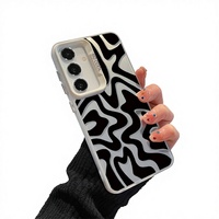 Coque de téléphone personnalisée noire à effet ondulé pour Samsung A56 A55 A54 A53 A52 A36 A35 A34 A33 A32 A26 A23 A16 A15, coque arrière antichoc