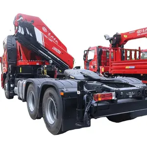 Euro 2/3/4/5 FAW Right/Left Hand Tractor Truck with Crane 20Ton 25Ton 30Ton Hydraulic Knuckle Boom Crane on sale