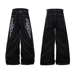 <span class=keywords><strong>Jeans</strong></span> da <span class=keywords><strong>Uomo</strong></span> Stile Retrò Americano Hip Hop, Vita Media, Gamba Dritta, Decorazione con Bottoni, 100% Cotone, Y2K, Ricamati, Lavati, Neri, <span class=keywords><strong>Jeans</strong></span> Larghi da <span class=keywords><strong>Uomo</strong></span> - Product Image 4