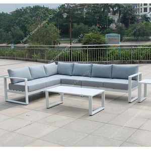 Divano moderno con divano e divano <span class=keywords><strong>da</strong></span> esterno con rivestimento a polvere bianca e divano <span class=keywords><strong>da</strong></span> <span class=keywords><strong>giardino</strong></span> in alluminio a forma di L - Product Image 1