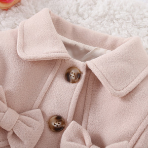 Veste d'hiver pour bébé fille, manches longues, col Peter Pan, boutons sur le devant, détail nœud, manteau pour fillette - Product Image 5