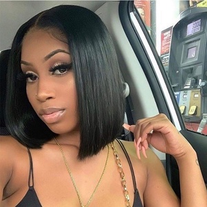 Guarantee Hair Brazilian Remy Mink Hair Bob Lace Wig Straight Wave Lace Frontal Closure Wig Natural Black Color - Product Image 5