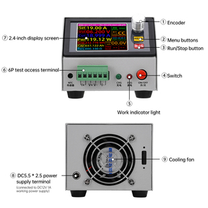 Probador de capacidad de batería de 150W 20A, pantalla a Color de 2,4 pulgadas, tipo CNC, probador de descarga de energía de carga electrónica con adaptador de EE. UU. - Product Image 4