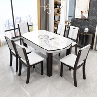 Table à manger en bois massif de luxe léger ensemble de chaises simple et moderne plaque de roche en marbre pliable et extensible pour petit appartement villa