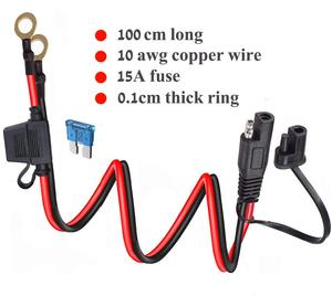 Ring klemmen kabelbaum mit 15A-Schutzsicherung, 2-poliger SAE-Verlängerung stecker mit 2FT 10AWG SAE-Batterie kabelbaum - Product Image 6