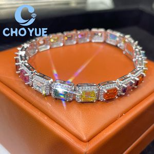Luxury 925 Sterling Silver Top Quality Color Moissanite Tennis Bracelet with Emerald Cut Hip Hop Jewelry for <b>Men</b> With GRA - Product Image 4