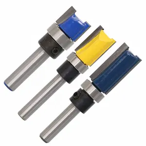 3PCS Flush Guarnição Bits Router Dobradiça Mortising Router Bit Em Linha Reta 1/4 Shank Trimmer Limpeza Flush Guarnição Tenon Cortador Carpintaria