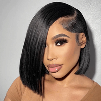 Perruque Courte Bob Transparente HD de Grade 10A, Sans Colle, Cheveux Humains Brésiliens, Vente Chaude Alibaba