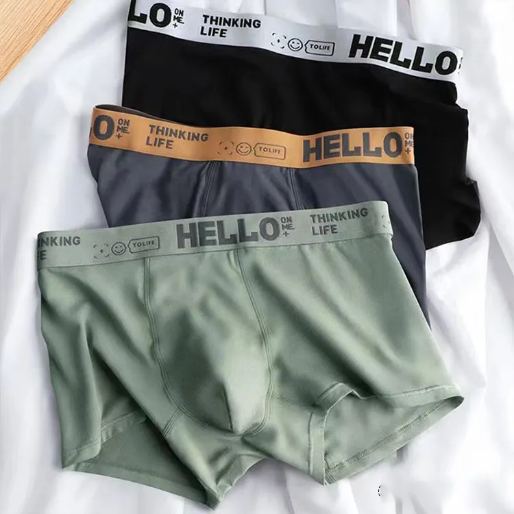High Quality OEM Black Private Label Custom Print Trunk Cotton Boxer Brief Short Underwear Men