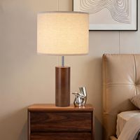 Lampes de table HUANXIN 23,5 pouces, style vintage, en bois de noyer, avec abat-jour en forme de tambour, lot de 2, pour salon, chambre à coucher, table d'appoint, table de chevet