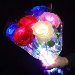Glitter LED <b>Roses</b> <b>Light</b> up <b>Rose</b> Bouquet Led Glowing Artificial Silk Flowers Home Wedding Centerpieces Party Decor - Product Image 2