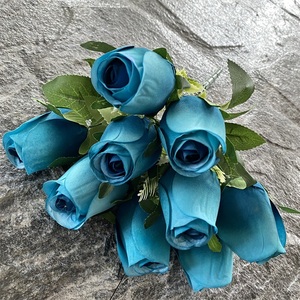 Fiori di alta qualità centrotavola per la casa artificiale teste di fiori 9 boccioli di rosa piccoli - Product Image 4