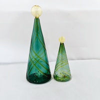Ensemble d'ornements d'arbre de Noël en verre soufflé à la main en spirale or vert pour la décoration de la maison et des vacances commerciales