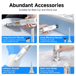 مكنسة كهربائية لاسلكية صغيرة بقوة شفط 20000 باسكال وبطارية 6000 مللي أمبير محمولة للسيارة والمنزل مع وظيفتي النفخ والشفط - Product Image 6