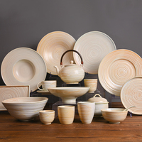 Assiette ronde en porcelaine texturée jaune réactive P&T Sustainable Japandi pour la restauration HoReCa