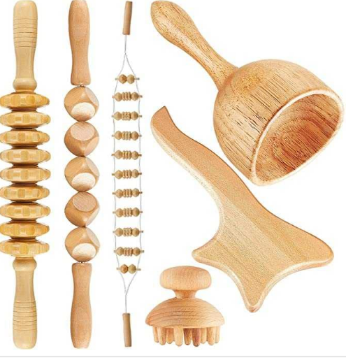 Hot Sale Wood Therapy Massage Tools Body Guasha Set Handheld Wooden Massage Roller