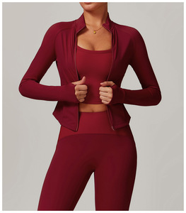 Col montant séchage rapide vêtements de Yoga à manches longues vestes chaudes coupe-vent pour femmes <span class=keywords><strong>manteau</strong></span> de course de <span class=keywords><strong>sport</strong></span> coupe ajustée - Product Image 2