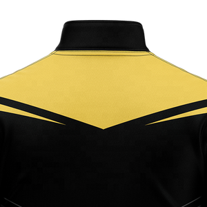 Sweat-shirt à col zippé noir et jaune personnalisé pour homme avec logo imprimé, manches longues, vêtements de sport athlétiques, haut d'entraînement OEM - Product Image 5
