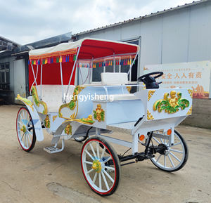 รถม้าไฟฟ้าสีขาวสำหรับงานแต่งงานแบบไม่มีหางม้าใส่สบายกลางแจ้งเที่ยวชมม้าไฟฟ้าทัวร์งานแต่งงานใหม่ - Product Image 2